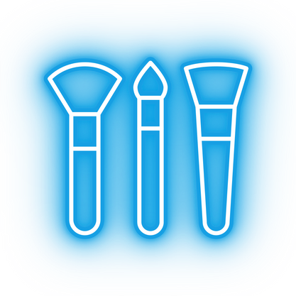 Neon blue brushes icon